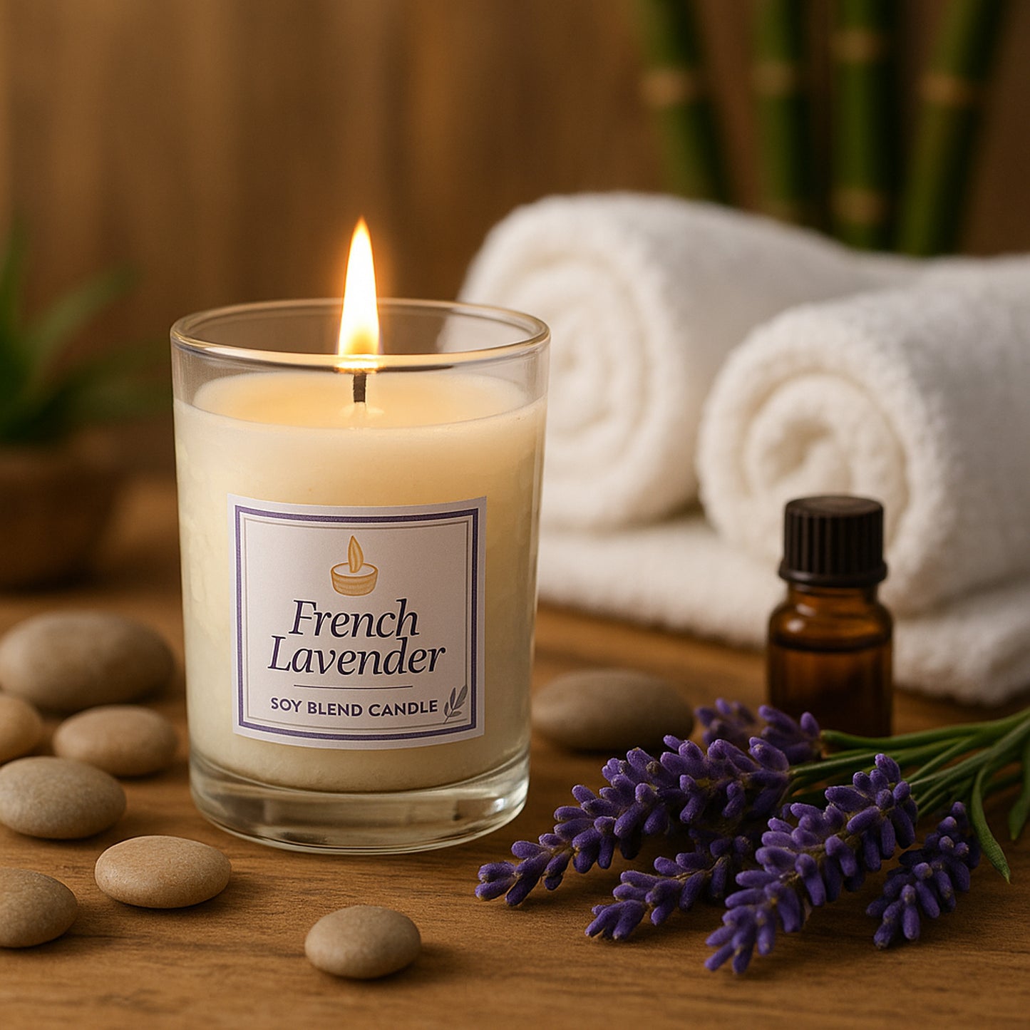 Inlief French Lavender Soy Blend Scented Candle In Glass Jar (50gm 1 Pc)