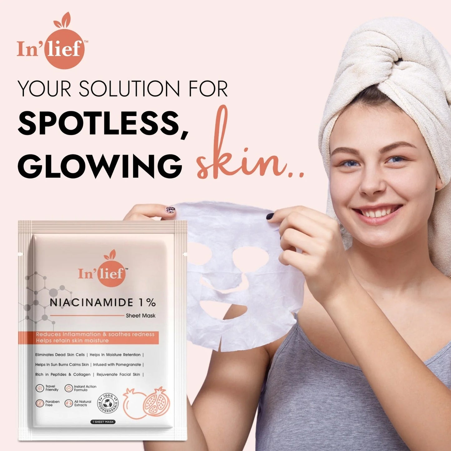 Inlief Niacinamide 1 Hydrating  Calming Facial Sheet Mask (1 Pc)